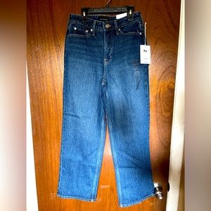 Brand New Size 2 Two Organic Cotton Denim Jeans Super High Rise Full Knee Crop